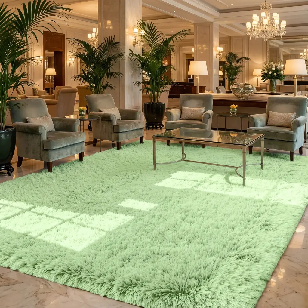 XEXSIN Fluffy Mint Green Rug for Bedroom, Soft Plush Shaggy Non-Slip Machine-Washable Carpet for Kids’ Nursery Decor, Rugs For Bedroom