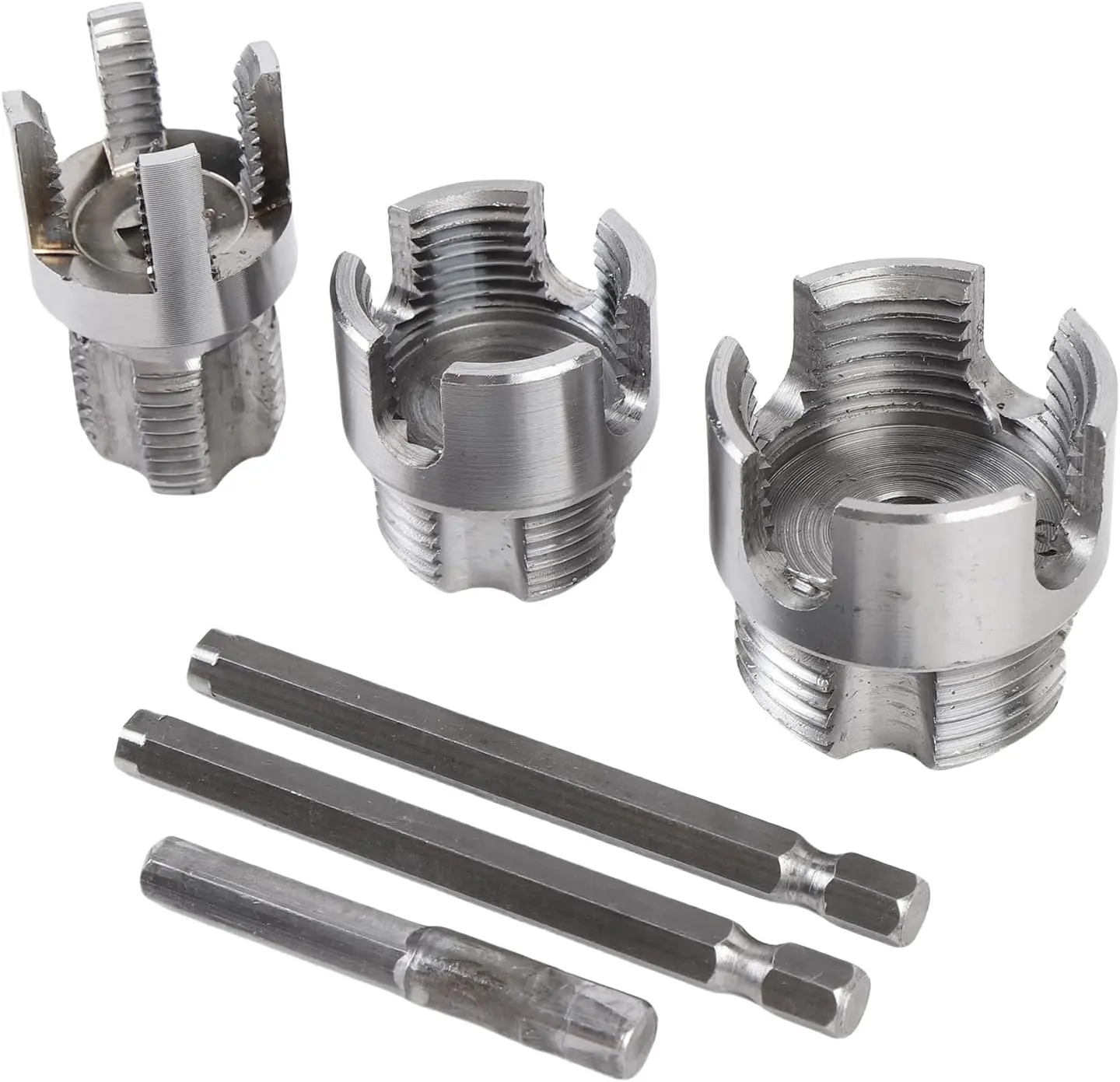 3-Piece Heavy-Duty Alloy Pipe Threading Tool Set - 1/2", 3/4", 1" Internal/External Threads, Electric Drill Compatible PVC/Plastic Pipe Threading Tool, Suitable for DIY and Professional Plumbing Installations (Compatible with PPR, MPP Pipes)