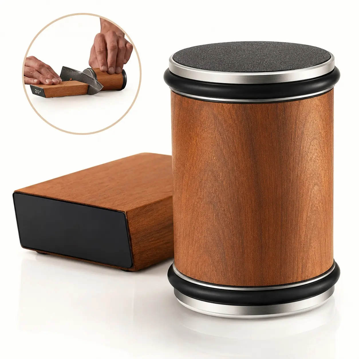 Rolling Knife Sharpener Kit, Knife Sharpener Tool, Professional Knife Sharpening Tool, Diamond & Ceramic Disc System, Easy Manual Knife Sharpener for Kitchen Knives