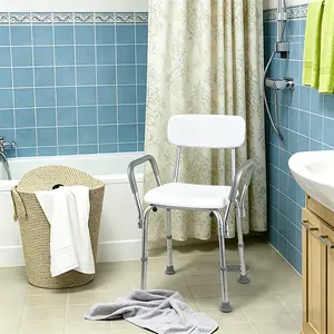 Shower Chair Bath Seat with Padded Armrests and Back – Great for Bathtubs, Supports up to 350 lbs – Comfortable, Sturdy & Secure Bathroom Safety Seat
