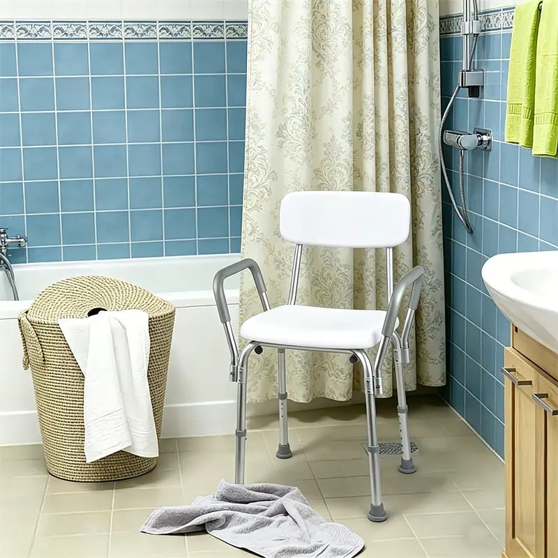 Shower Chair Bath Seat with Padded Armrests and Back – Great for Bathtubs, Supports up to 350 lbs – Comfortable, Sturdy & Secure Bathroom Safety Seat