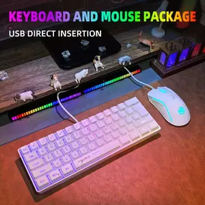 Gaming Keyboard & Mouse Combo - 61 Keys, Compact with RGB Backlit Wired Keyboard Mouse, Ergonomic Design for PS4, Xbox, PC, Laptop, Mac, Mini, Keyboard, Gaming Accessory