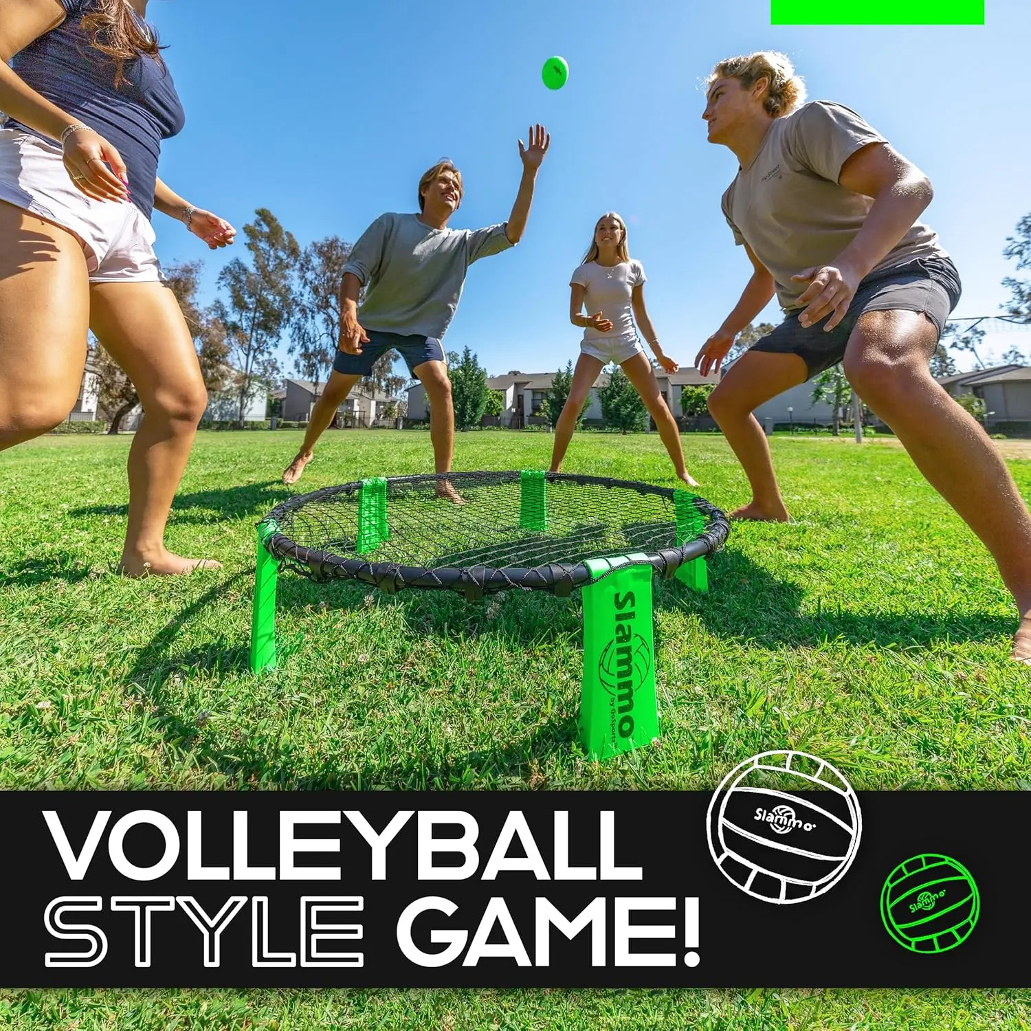 Game Set (Includes 3 Balls, Carrying Case and Rules) - Outdoor Lawn, Beach & Tailgating Roundnet Game