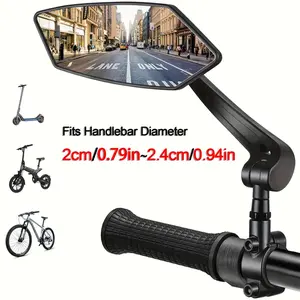 Bike Rearview Mirrors, Set of 2 Adjustable 360° Wide Angle  - Safety Mirror with Handlebar Mount, Scratch-Resistant Glass, Fit for Mountain/Road/Electric Bikes & Scooters.