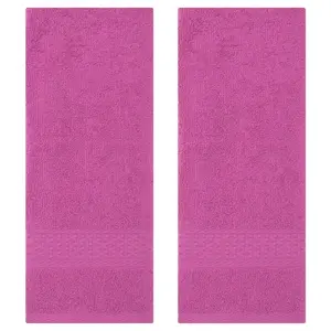 REGALWOVEN Hand Towels Set of 2 Solid Textured Pattern Cotton Absorbent Soft Decorative Hand Towel Set 13"x30" Dark Pink