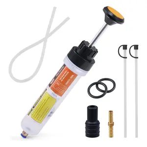 Orion Motor Tech 200/350mL Yellow/Blue Manual Fluid Extractor and Filler, Syringe Style Pump for Car Power Steering Transmission Gear Oil & Brake Fluid Changes,Hand Vacuum Pump for ATV Boat Automotive Fluid Extraction,extension tube, fathersdaygift