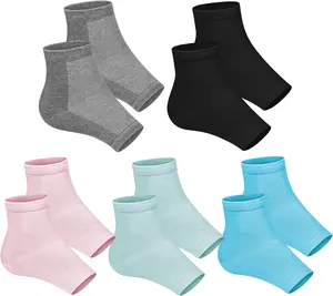 5 Pairs Cracked Heel Treatment Repair Socks 5 Pairs Silicone Gel Foot Care Socks Softeners for Toeless.