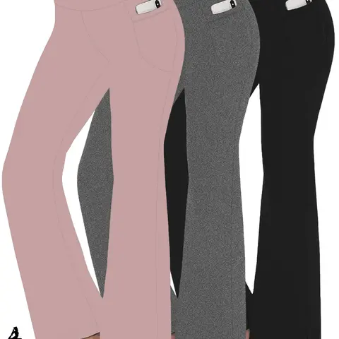 3 Pack Women's Super Soft Flare Pants with Pockets, Stretchy High Waist Tummy Control, No See Through Yoga Leggings for Working Out, Flared Yoga Bottoms, Yoga Wear