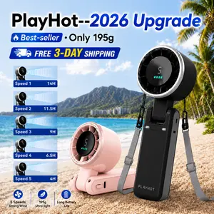 PLAYHOT Cool Fan,Portable Turbo Fan 5-Speed Settings 4000mAh Battery 10-Hour Operation 3-in-1 Rechargeable Handheld Fan for On-the-Go Cooling Travelling Working,Summer&Party Essentials summerwins