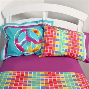 212 MAIN 3-Piece Cotton Full Bedsheet Sets - Unique Vintage Tie-Dye Rows Design, Machine-Washable Bedding, Funky Bedroom Accessories