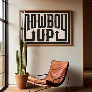 Cowboy Up Typography Art Print, Western Wall Decor, Southwestern Art, Ranch Rodeo, Country Rustic Prints, Cowgirl Nursery, Large Format Art Decoration Room