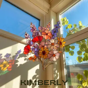 Vibrant Wildflower Suncatcher, Wildflower Acrylic Suncatcher, Wildflower Window Hanging Decor, Florist Suncatcher, Gift for Flower Lover