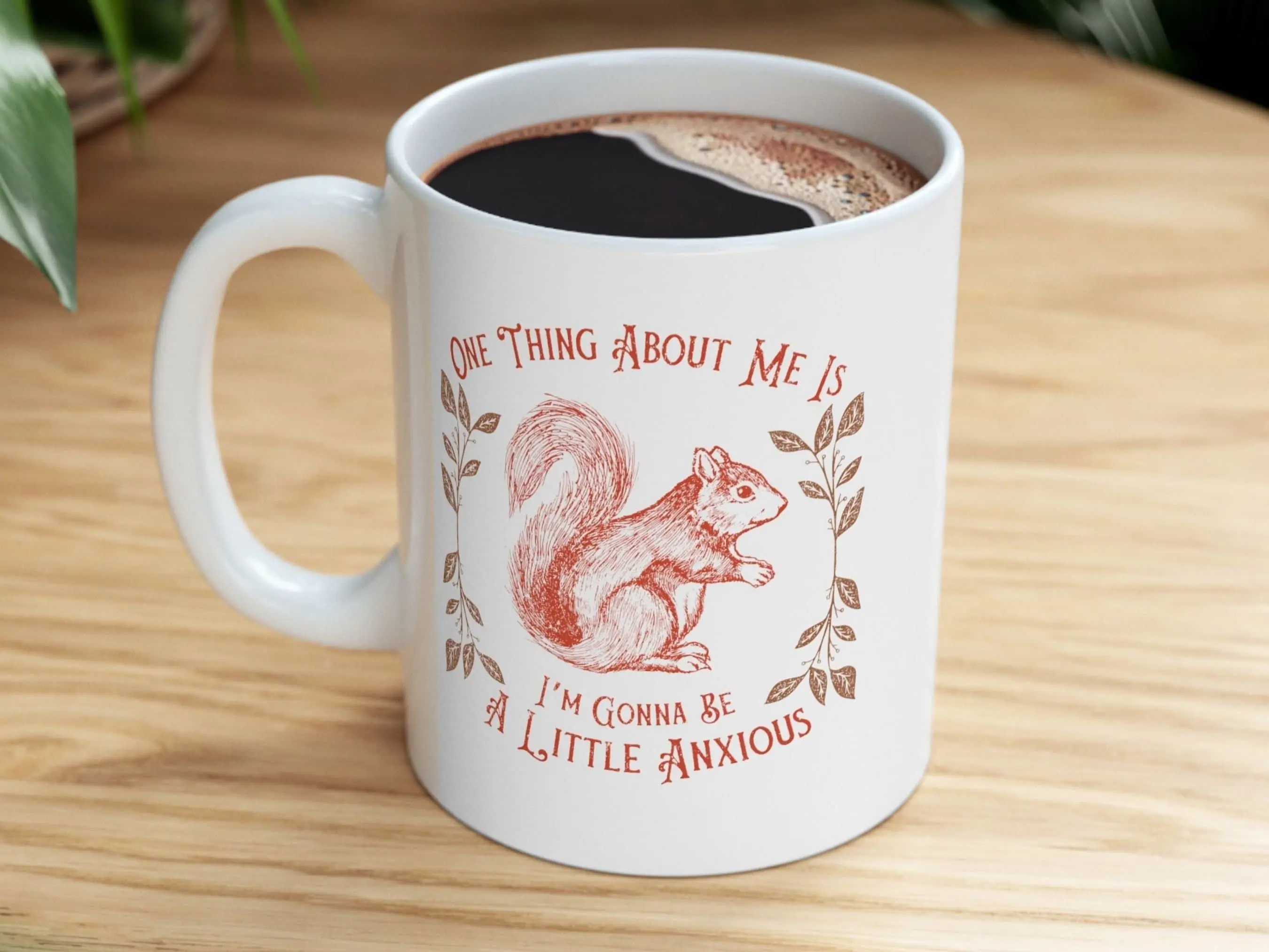 Funny Unhinged Squirrel Mug, retro cottagecore anxiety mug, weirdcore mental health squirrel gifts, highly sensitive person, forestcore mug