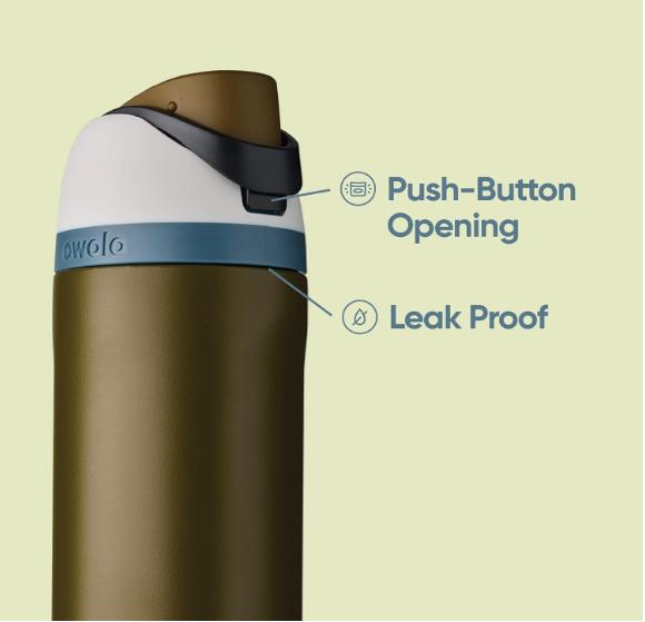 Owala FreeSip 24oz Neo Sage On Stainless Steel Insulated Water Bottle Portable Flask Tumbler Mug for Long Days & Trips