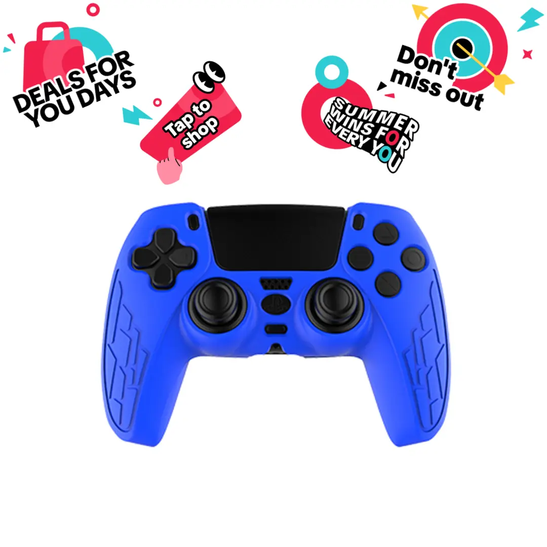 PlayStation 5 Anti-Slip Silicone Cover Skin for ps5 Controller, Soft Rubber Case Protector for ps5 Wireless Controller with 2 Blue Thumb Grip Caps，ps5 gear ps5 travel case controller carrying case father's day gift,extends playtime，enhance gaming，ps5 gear