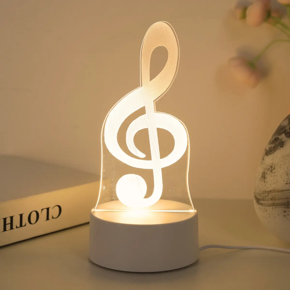 USB Powered 3D Music Note Night Light, Home Decor Light, Home Decoration Lamp, Creative Bedside Lamp for Bedroom & Living Room Decor, Perfect Birthday Gift Idea