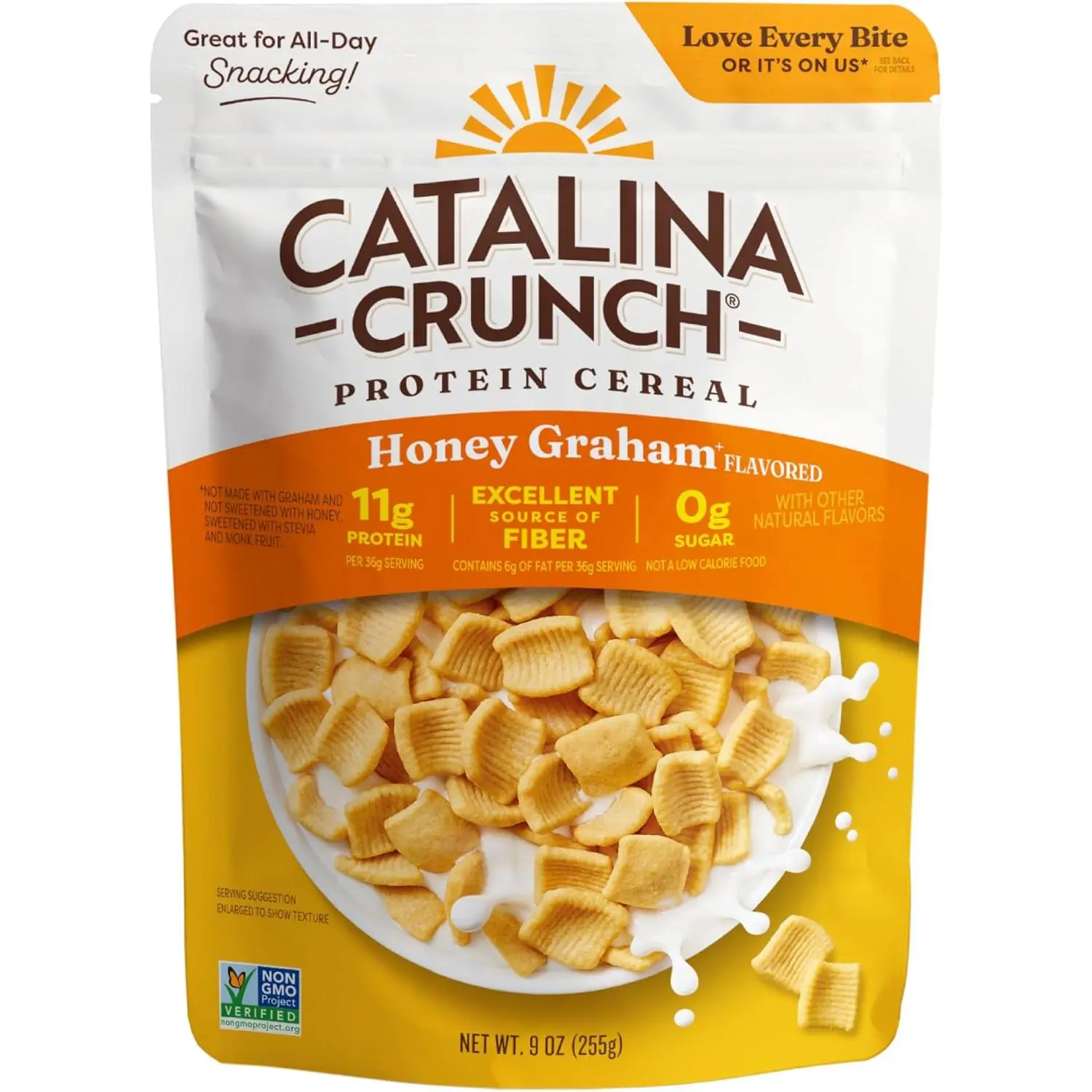 Catalina Crunch Protein Cereal - Sugar Free Breakfast Cereal with 11g of Protein - Gluten Free - Honey Graham - 9 oz. Bag (Pack of 1) (Packaging May Vary)
