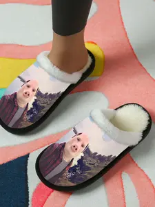 Funny Pig Face Outfit Home Plush Slippers 1 Pair, Crazy Hilarious Style, Faux Fur Lining + Fleece-Lined Warmth + Platform Cushioning, Funny Style Lovers & Home Enthusiasts for Home Foot Warmth + Fun Daily Outfits, Winter Must-Have!