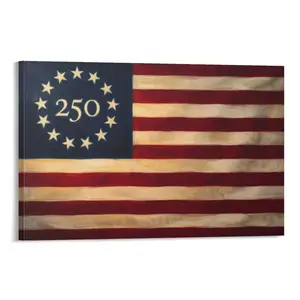 America 250th Anniversary Flag Poster, Betsy Ross 13 Star Patriotic Wall Art, Semiquincentennial Decor
