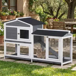 backyard large sized bunny habitat pull out cleaning tray multi access door structure fit 1 to 3 small medium rabbits