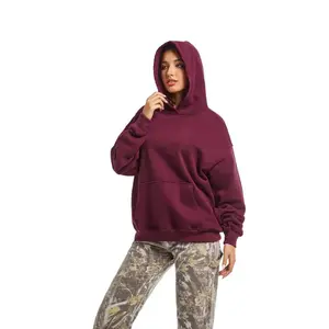 Women's Oversized Hoodie - Long Sleeve Loose Fit Sweatshirt in Dark Blue 100% Cotton for Casual Comfort in Autumn & Winter