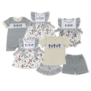 Easter Embroidered Cross Baby Romper