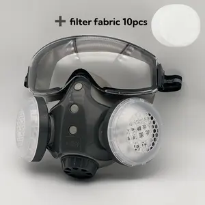 Reusable Respirator Set, Dust Mask with Goggles, Spray Painting Industrial Protection, Coal Mine Sandblasting, Renovation Woodworking Pesticide Mask, Safety Goggles, Safety Glasses Goggles, Anti Dust Mask