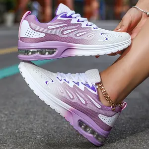 Women'S Breathable Knit Chunky Sneakers, Casual Lace Up Air Cushion Shoes, Women'S Hiking Sock Shoes Plus Size