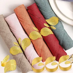 1 set of 8 Elegant Golden Napkin Rings Set, Creative Round Design Napkin Ring for Hotel, Home, and Modern Dining Decor, Kitchen Supplies Cutlery Tableware