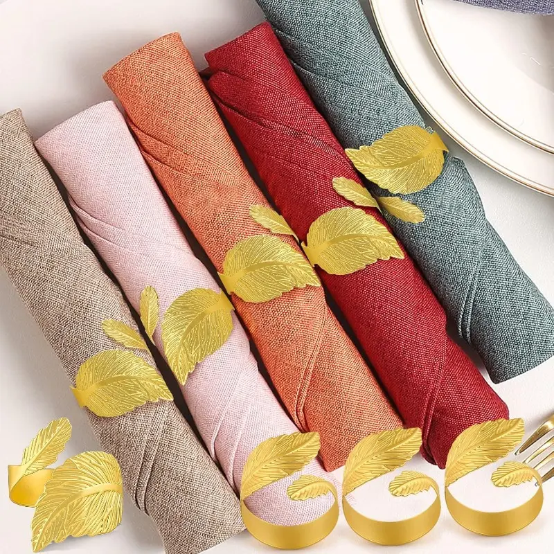 Alloy Metal Golden Napkin Rings Set - 8 Pieces, High Gloss Round Shape, Elegant Creative Kitchen Supplies for Home, Holiday Use, Modern Dining Decor