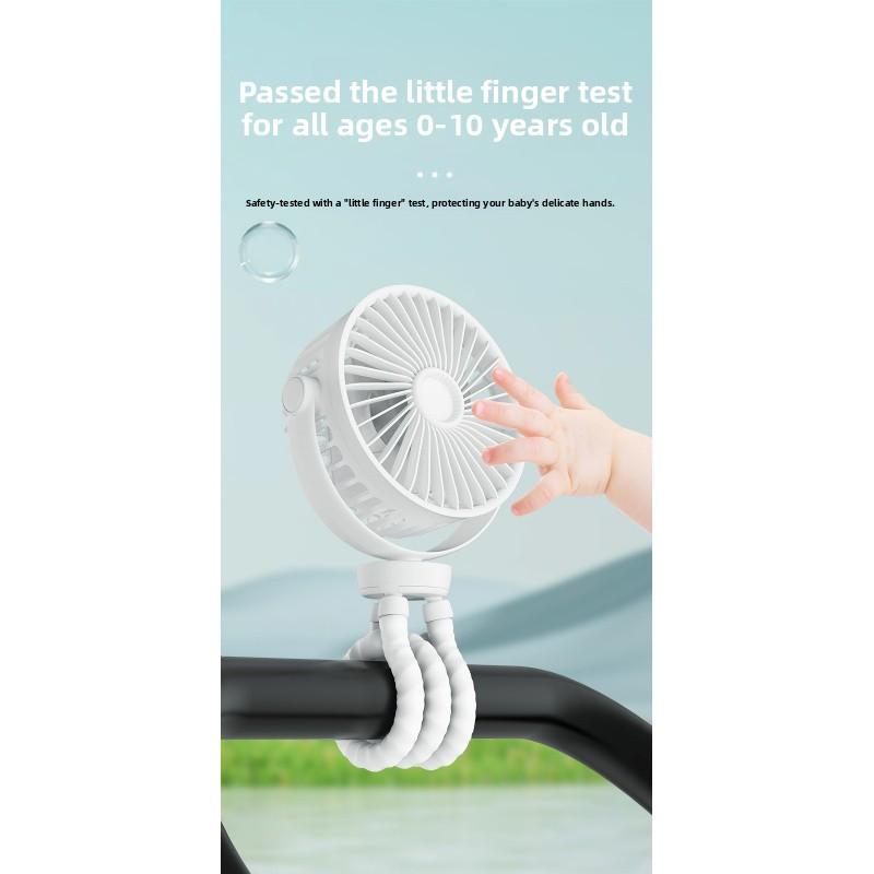 Portable Octopus Fan for Strollers, USB Rechargeable, Quiet & Foldable, Perfect for Outdoor Use
