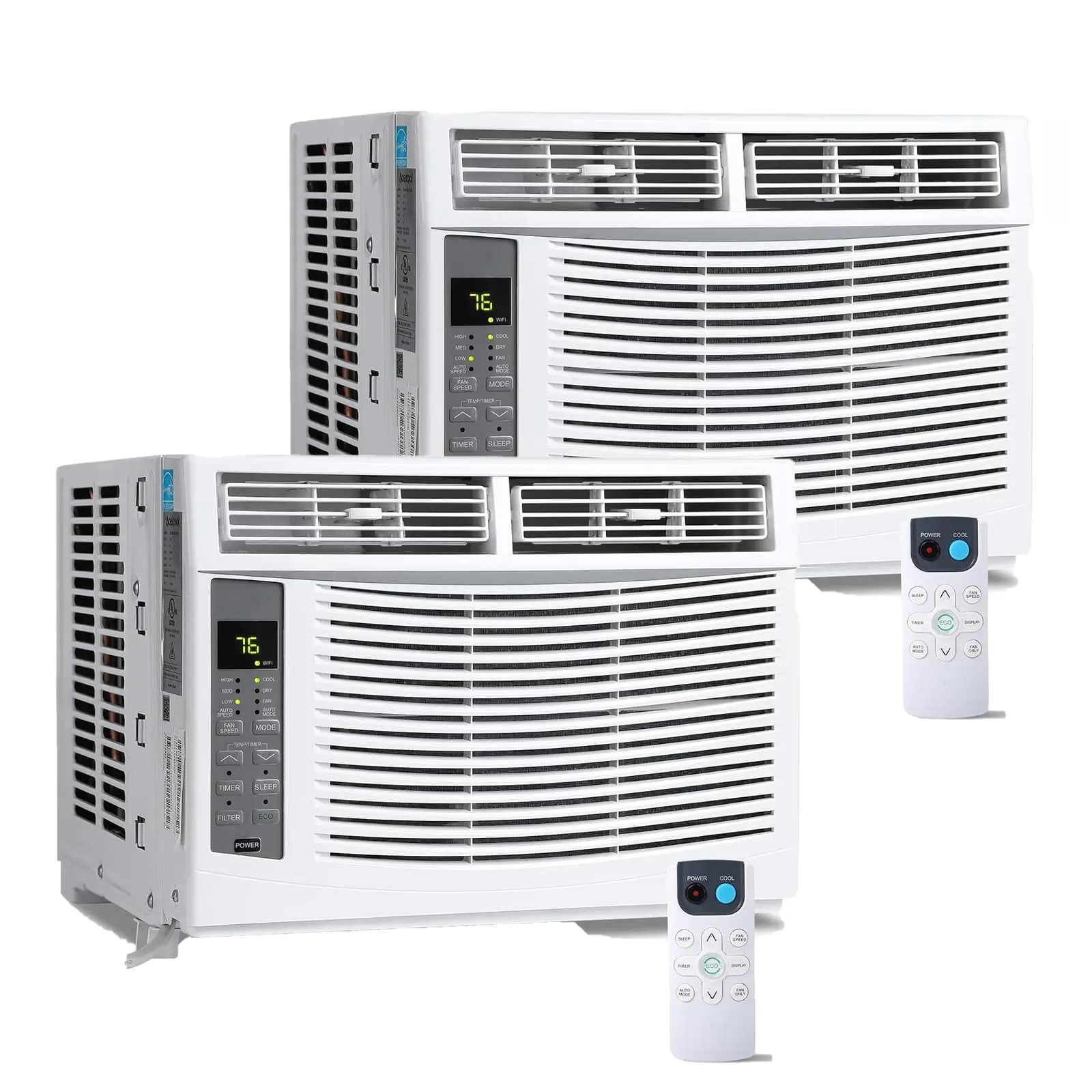 2 Pack 6000 BTU Window AC Unit, Cools 250 Sq. Ft, Quiet 50 dB, Multiple Modes, Easy Install, Washable Filter