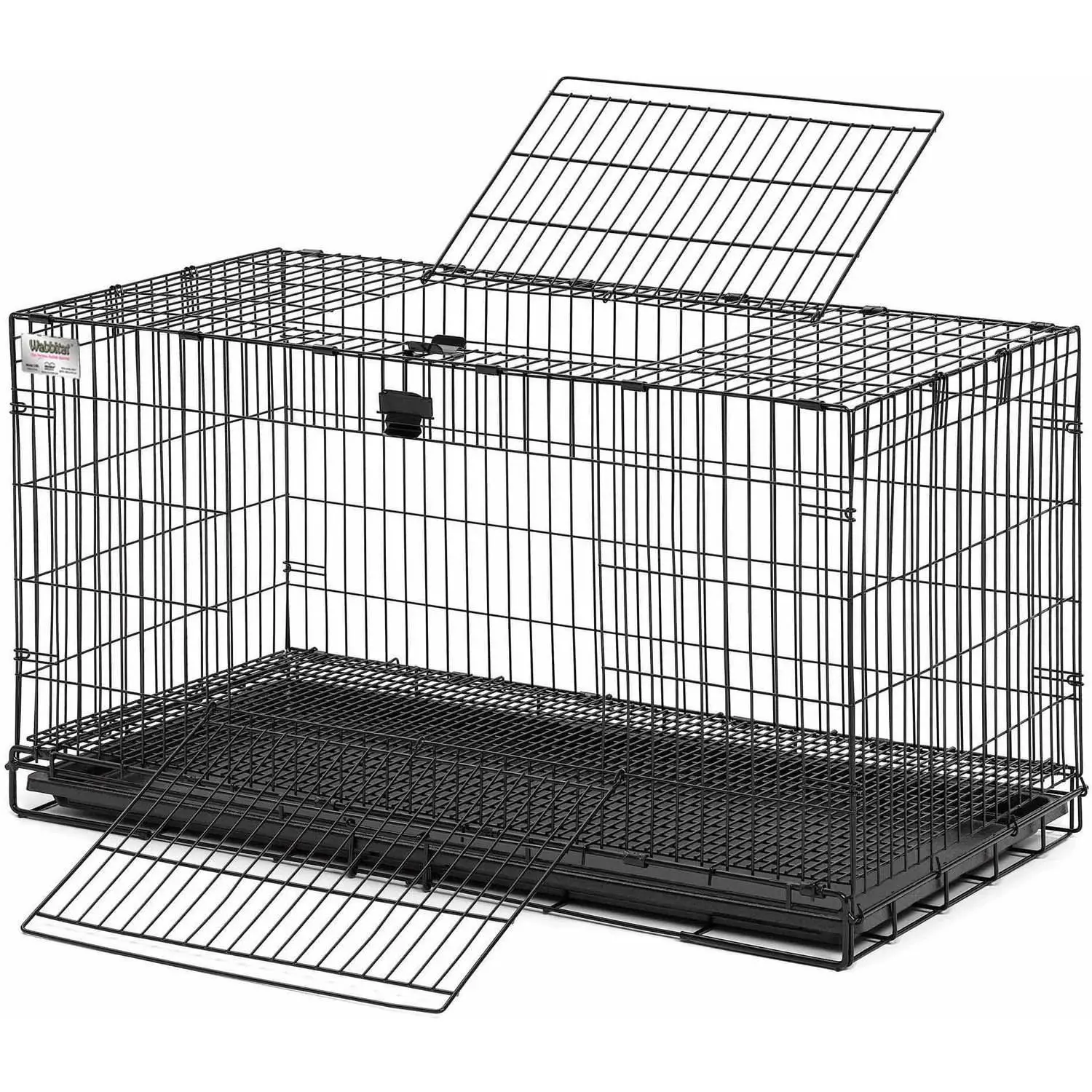 Wabbitat Collapsible Grid Mesh Plastic Rabbit Enclosure - Metal Frame Single Unit (37"l x 19"w x 20"h), All Seasons Space Saver, Secure Slide Latch, No Tools Required Setup, Bunnies Lounging & Nesting Space, Indoor Pet Habitat
