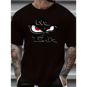Plus Size Men's Casual Fashion Letter Print T-Shirt, PLUS SIZE