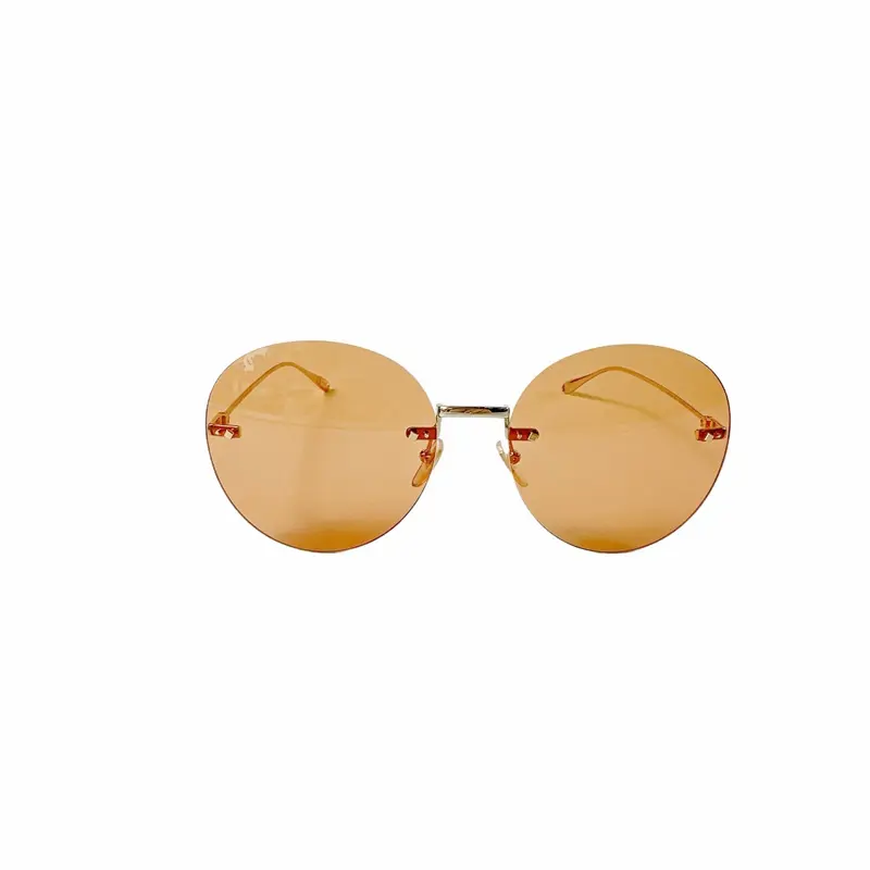 Pre-owned Gucci round gold sunglasses