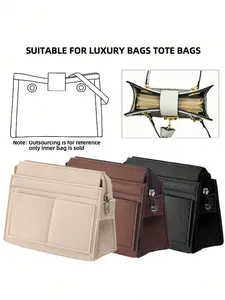 Purse Organizer Insert - Felt Tote Bag Organizer With Zipper, Multi-Pocket Handbag Divider For Neat Storage & Quick Access, Travel Organizer Bag