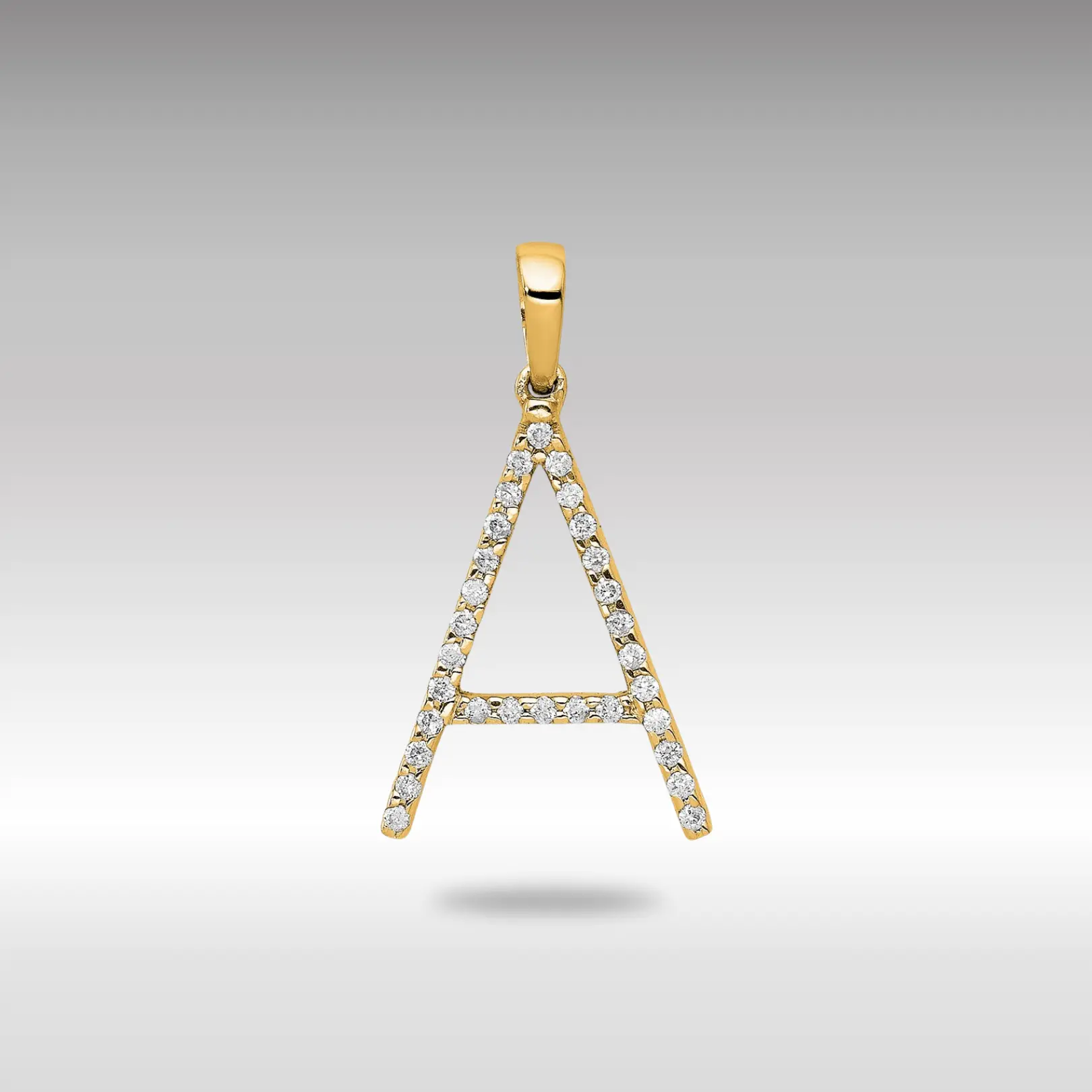 14K Gold Diamond Letter A Initial Pendant - Model PM5222A-010-YA