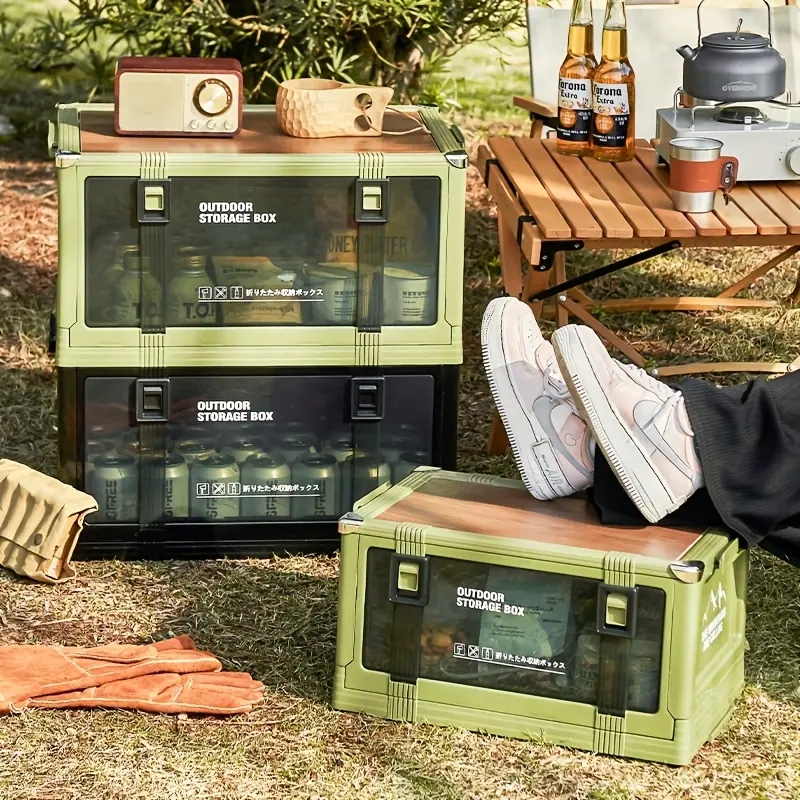 [Outdoor Camping] Outdoor Camping Storage Box Car Trunk Organizer Multi-Layer Stackable Thick Foldable Box With Seat Suitable for Home Storage Outdoor Camping Car Trunk