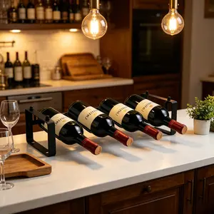 Expandable Stackable Wine Rack for Countertop – Holds 4 Bottles