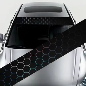 1 piece of black color gradual change honeycomb technology wind decorative strip car windshield sticker - high quality, weather resistant vinyl decal, self-adhesive, suitable for all models, add a touch of style to your car, durable decal