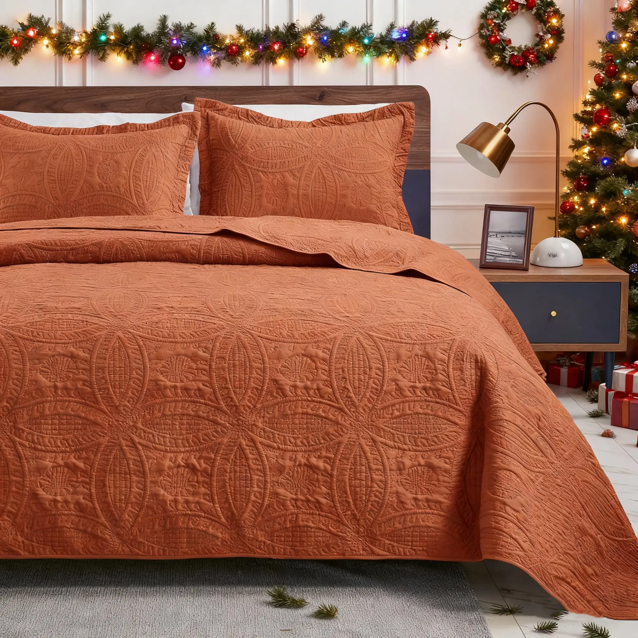 King Queen Quilt Bedding Set,Soft Bed Summer Lightweight Bedspread Comforter - Modern Style Coin Pattern Coverlet  for Bedroom Decor, Christmas Gift,Halloween Giftr for All Season - 3 Pieces (1 Quilt, 2 Pillow Shams)