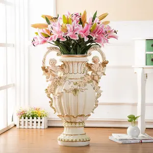 ARCH 28.35" H x 19.70" L x 13.20" W European Style Angel Cupid Vase, Resin Handicraft Decor, Creative Home Soft Decoration for Living Room & Indoor Spaces