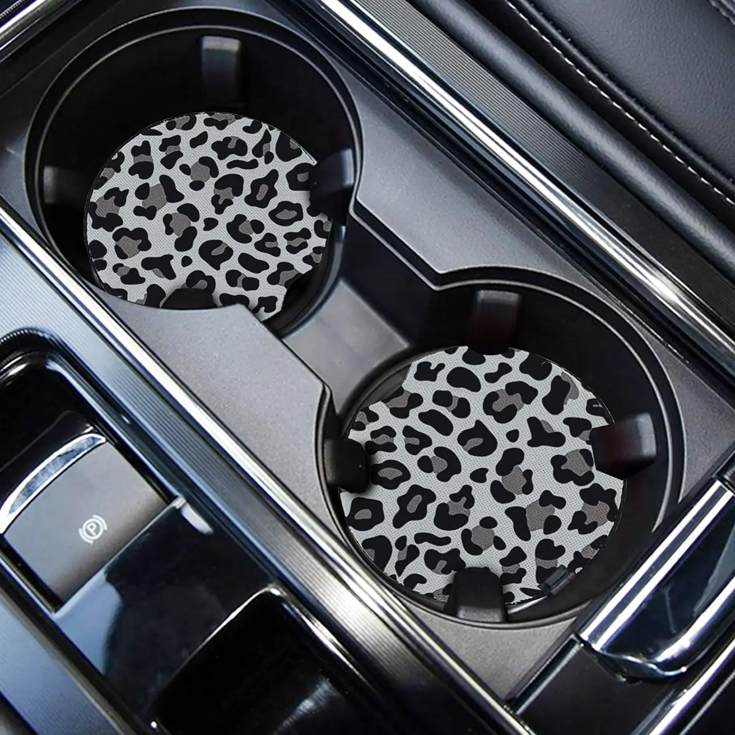 2 PACK Cheetah Car Coaster Cute Car Cup Holder Coasters Car Decorations Leopard Automotive Accessories Gift Idea Decor
