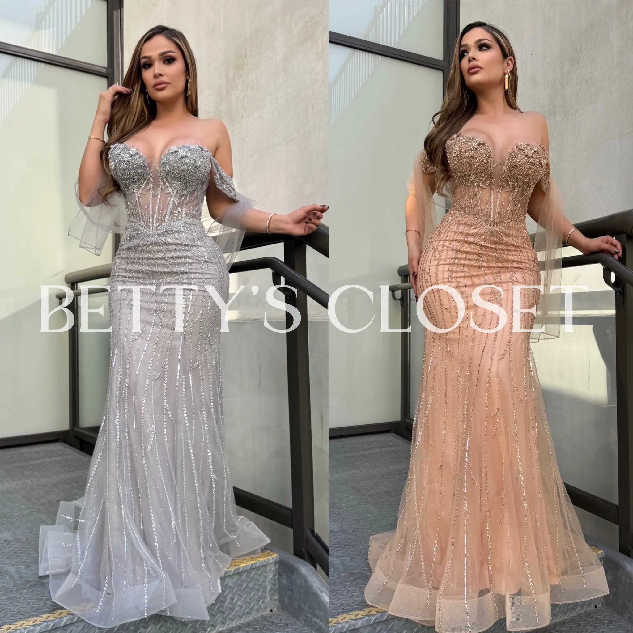 Cassandra Off Shoulder Embellished Glam Gown