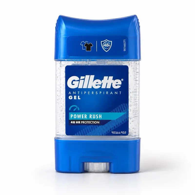 Gillette Power Rush Antiperspirant Gel for Men Clear Gel Deodorant 48 Hour Sweat Odor Protection Fresh Scent 70 mL