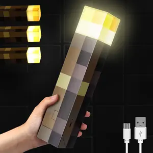Christmas Gifts Light-up Wall Torch with 3 Lighting Levels USB Rechargeable Night Lamp Torch Light with Wall Mount & Hand Held, Costume Cosplay LED Lighting Torch for Kid's Bedroom Decoration Nightstand Torch Light light-up wall torch lamp