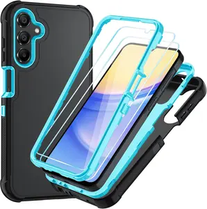 for Galaxy A14 5G Phone Case with HD Screen Protector Heavy Duty [3 Layer] Hybrid Shock Proof Protective Rugged Bumper PC and TPU Cover Case for  Galaxy A14 5G Phone (Black/Glacier)