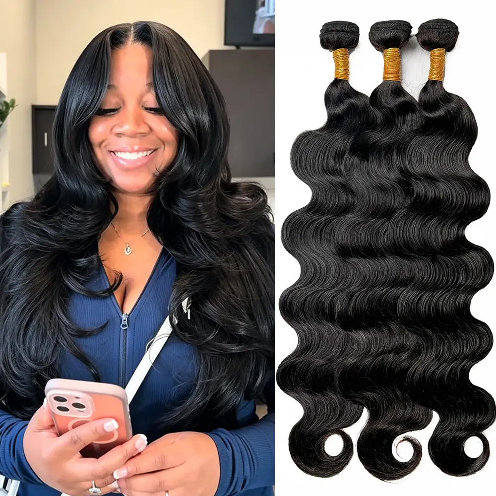 Ramiss Brazilian Body Wave Bundles Human Hair Quick Weave Bundles 2x6 4x4 Lace Closure with Bundles Burmese Curly Virgin Human Hair Weave Bundles Traditional Sew in Extensions 100% Virgin Hair Bundles Body Wave Factory Price