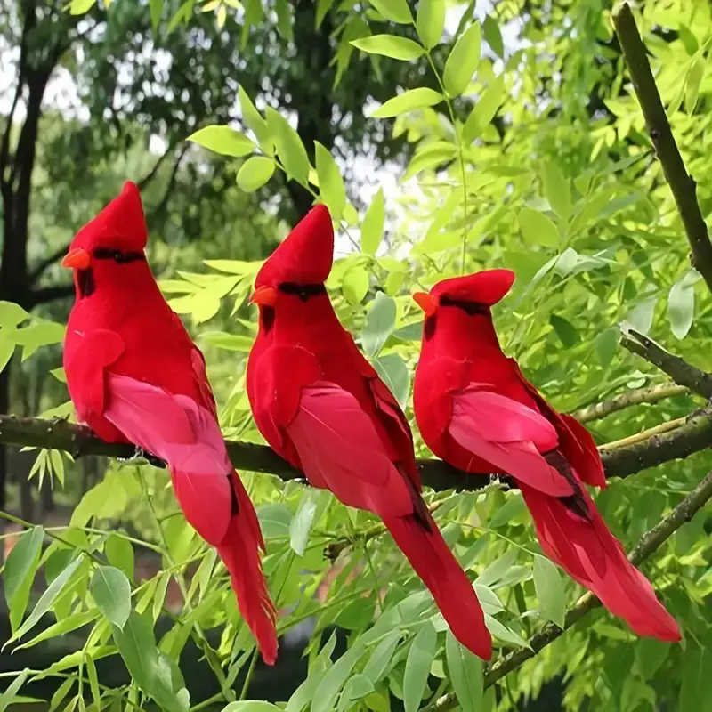 3/6/12 Artificial Feather Birds, Modern Jungle Garden Decor, PU Hanging Ornament, Room and Holiday Decoration, Christmas, Valentine's Gift