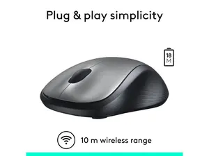 Logitech M310 910-001675 Dark Gray 3 Buttons 1 x Wheel USB RF Wireless Optical Mouse